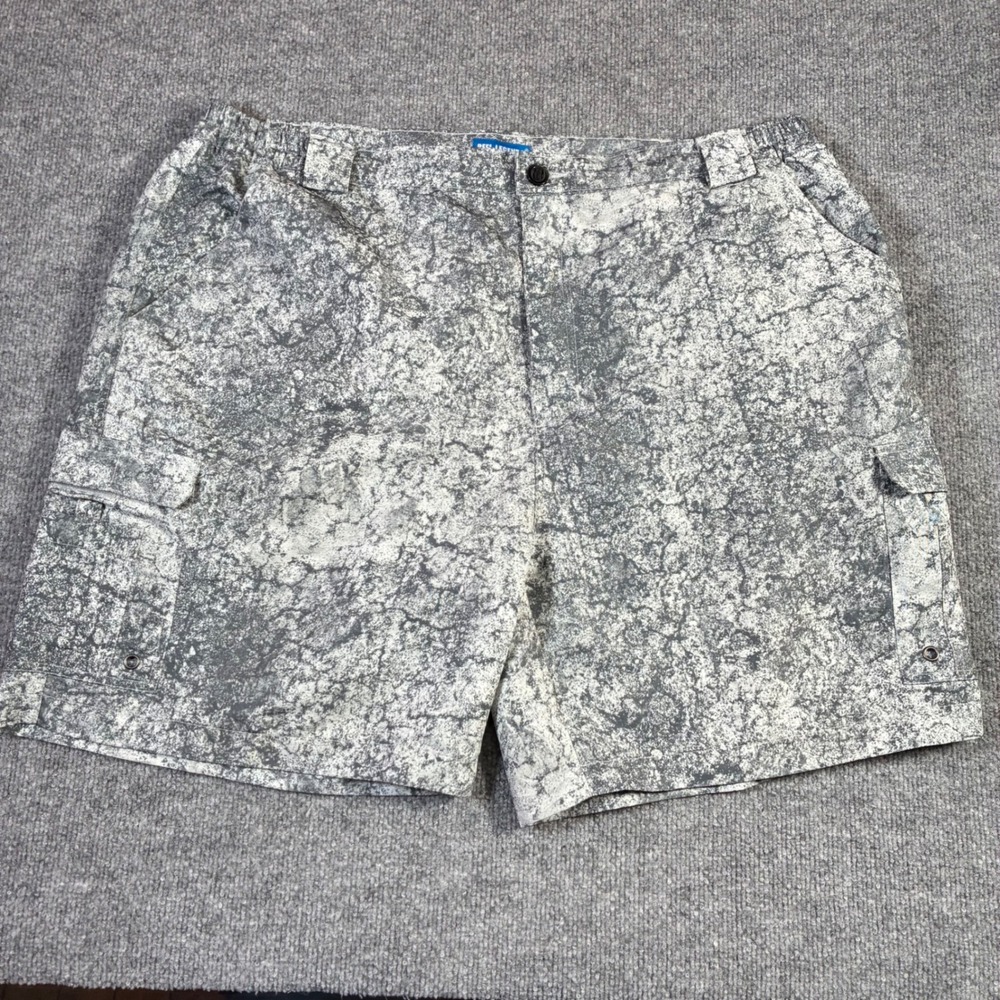 Reel Legends Cargo Shorts Mens 2XL Gray Marble Performance Fishing Multi Pocket‎